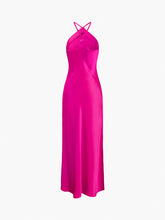 Criss Cross Zippered Satin Midi Dress1